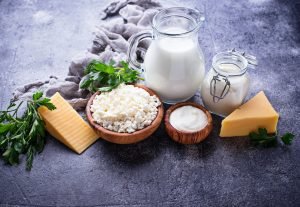 Assortment of various dairy products.