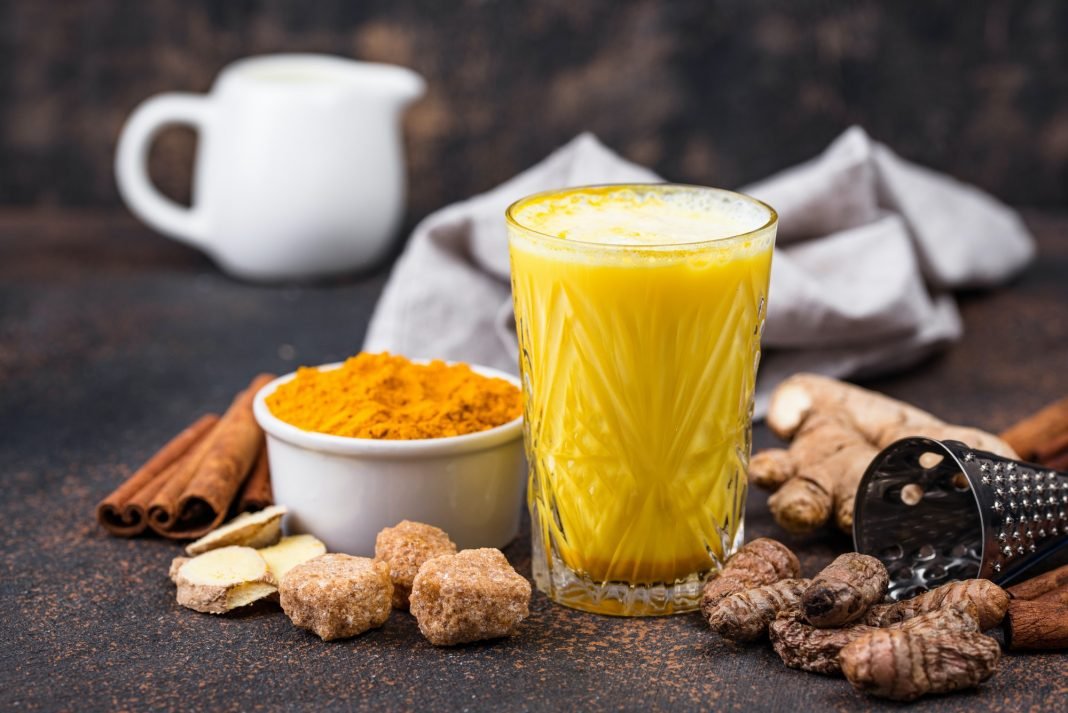 Turmeric golden milk with spices